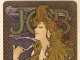Alphonse Mucha, JOB-Plakat: Jugendstil-Lithografie, Frauenprofil mit wallendem Haar und Zigarette, Schriftzug JOB