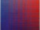 Helga Philipp, Ohne Titel, 1968: Op-Art-Gitter in Rot und Blau mit optisch vibrierendem Farbverlauf
