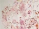 Grossformatige Mischtechnik-Zeichnung mit vielfigurigen Aktstudien in Rosa-, Rot- und Lilatönen auf weissem Grund