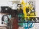 Leyla Yenirce, Grün: Mixed-Media-Arbeit mit collagierten Schwarzweissfotografien und expressiven Farbspuren in Gelb, Tuerkis und Rot
