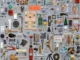 Knolling-Fotografie: Hunderte alltaeglicher Objekte, Werkzeuge und Fundstücke akkurat auf grauem Grund arrangiert
