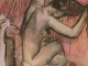 Edgar Degas, Sich kämmender Akt: weiblicher Rückenakt in Pastell, Rot- und Beigetöne